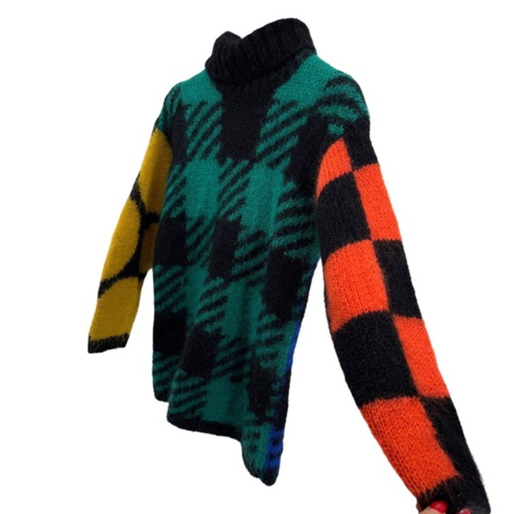 Vtg. 90s The Limited Womens M/L Pre-Owned Plaid Turtleneck Sweater Color Block - Picture 6 of 11